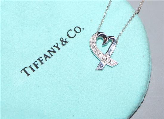 A modern Paloma Picasso for Tiffany & Co 18ct white gold and diamond set pendant necklace, pendant 16mm.